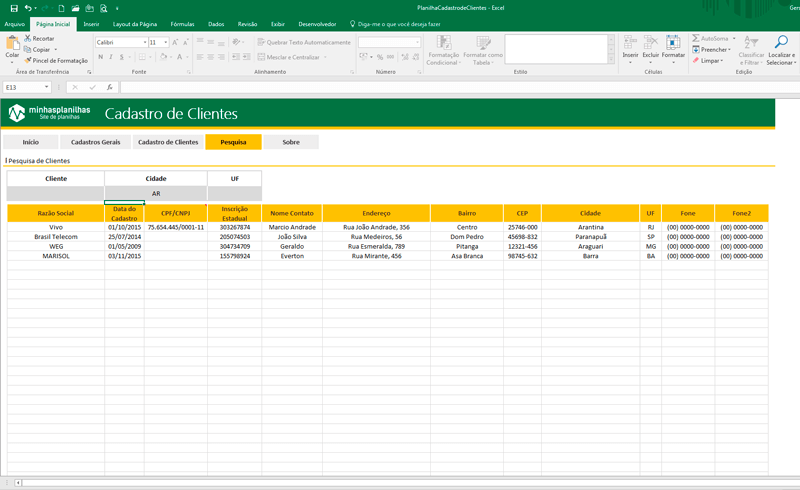 Exemplo De Ficha De Cadastro Excel Novo Exemplo