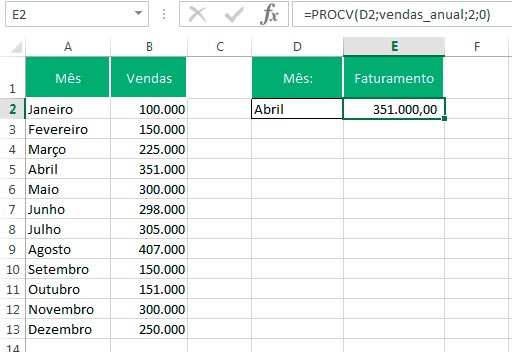Fórmula PROCV no Excel