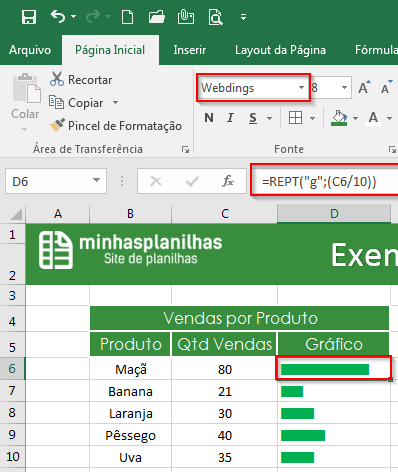 Função REPT Excel