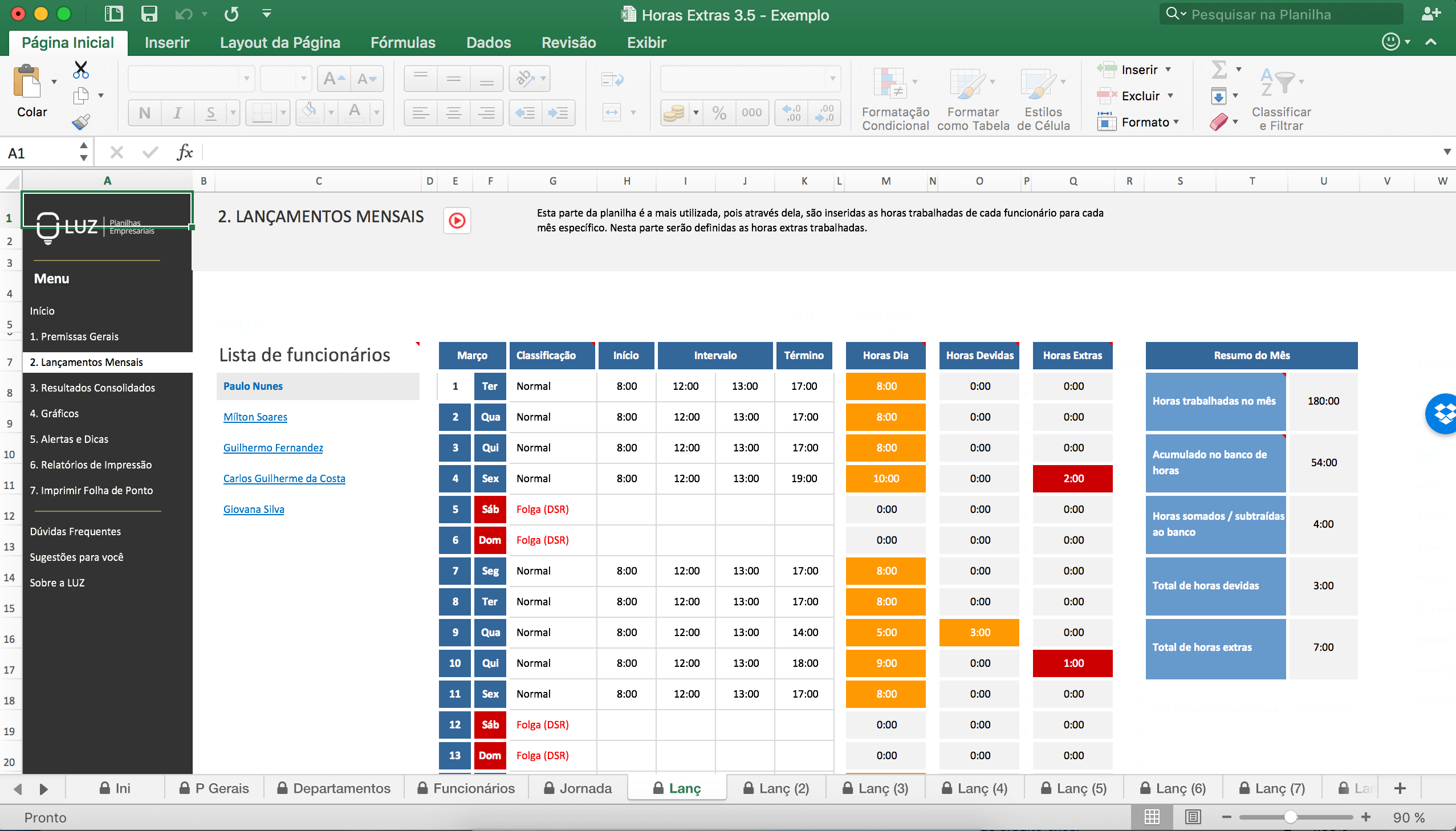 Planilha Hora Extra Excel