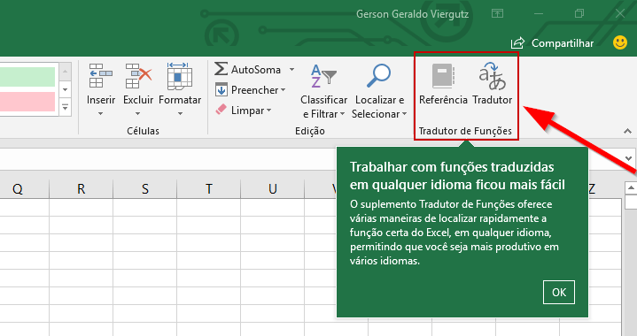 Tradução de Fórmulas no Excel - Inglês / Português