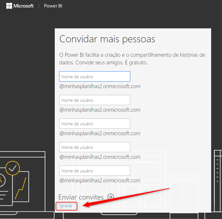 Criar conta do power bi