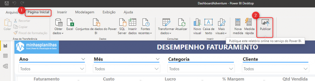 publicar no Power BI Online