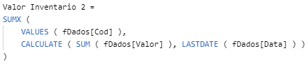 Função DAX para calcular valor do Estoque
