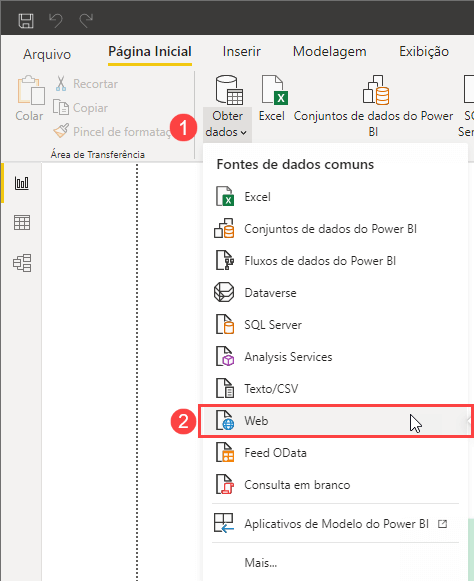 Obter Dados da Web no Power BI Desktop