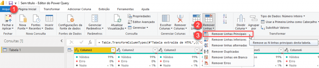 Excluir Linhas no Power Query