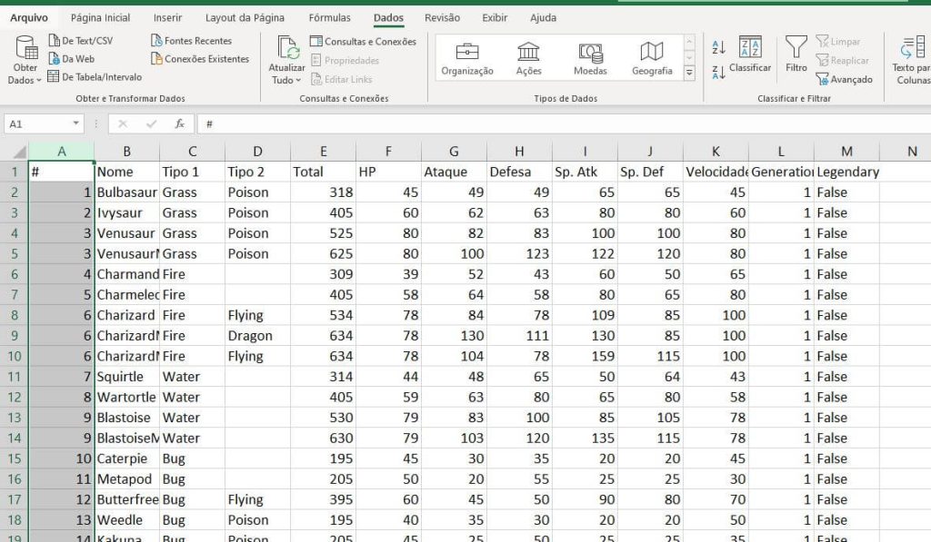Texto para colunas no Excel