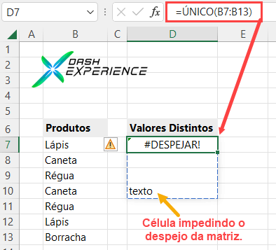 Erro Despeja Matriz Dinâmica no Excel.