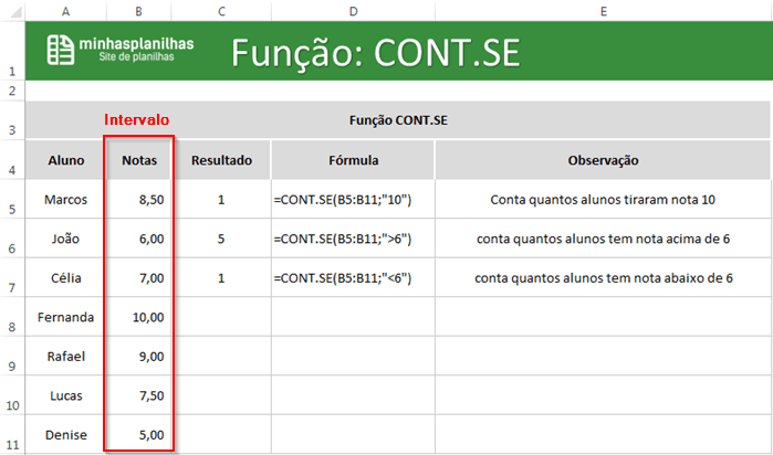 Função Contse No Excel Minhas Planilhas 1816