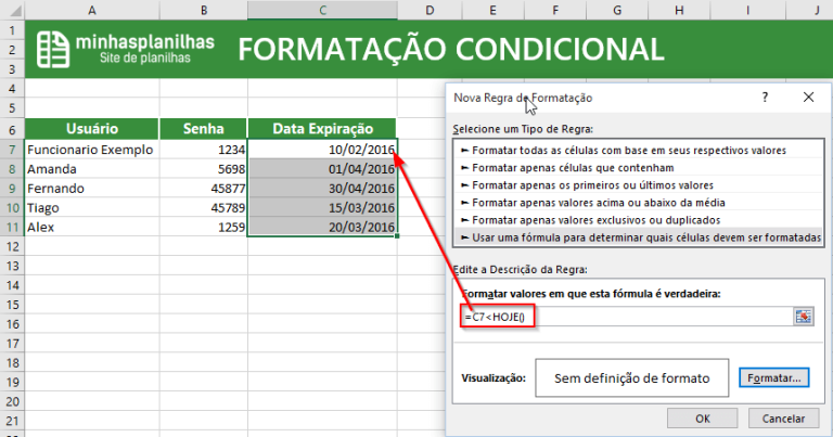 Formatação Condicional no Excel – Exemplos Práticos - Minhas Planilhas
